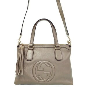 Gucci Soho grained leather top handle bag 2way tote shoulder bag